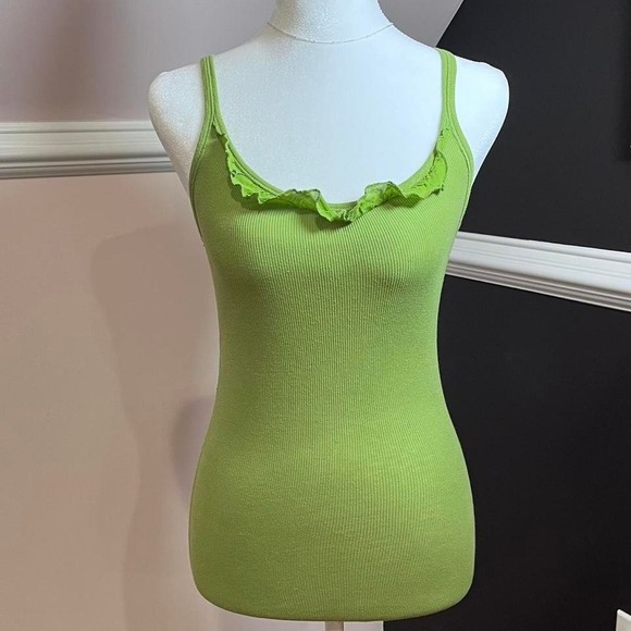 Tops - y2k hollister green ruffle tank size small